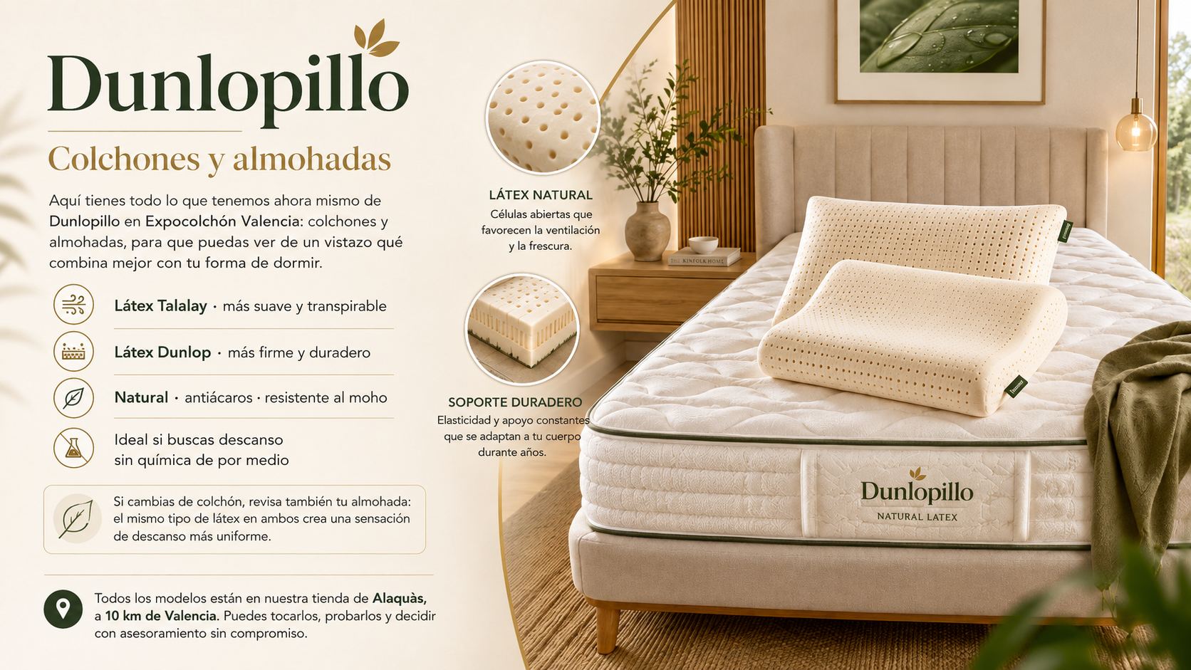 Colchones y almohadas Dunlopillo en Expocolchón Valencia